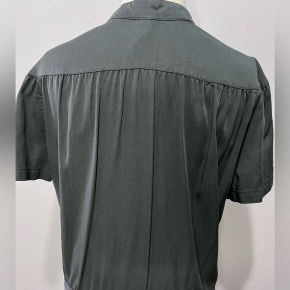 Lucy Gray Collared Short Sleeve Utility Button Down Cinched Waist Dress Large - Picture 9 of 10